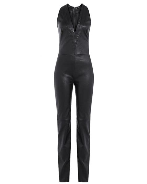 Leather jumpsuit Hermès Black size 38 FR in Leather 